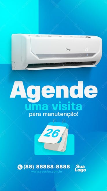 Stories Agende Um Visita Técnica Ar Condicionado Psd Editável
