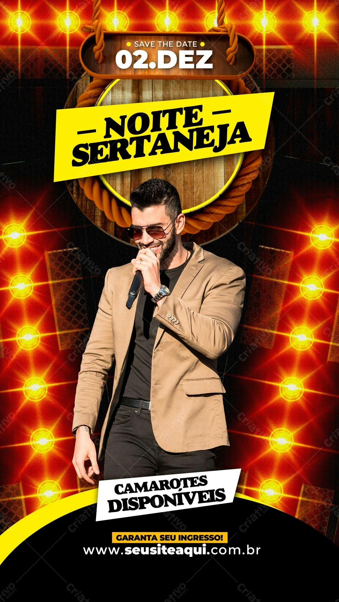 Flyer Noite Sertaneja 02 Dez PSD Editável