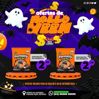 Social media ofertas de halloween psd