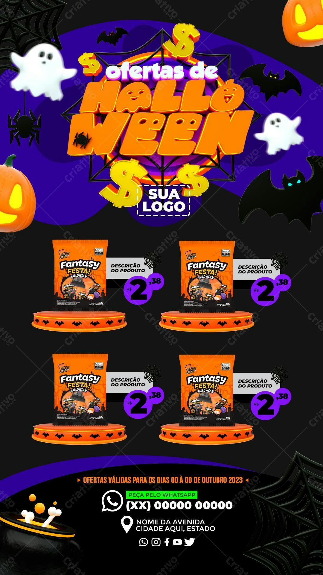 Flyer Halloween Ofertas de Doces PSD Editável