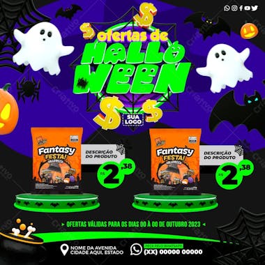 Social media ofertas de halloween psd