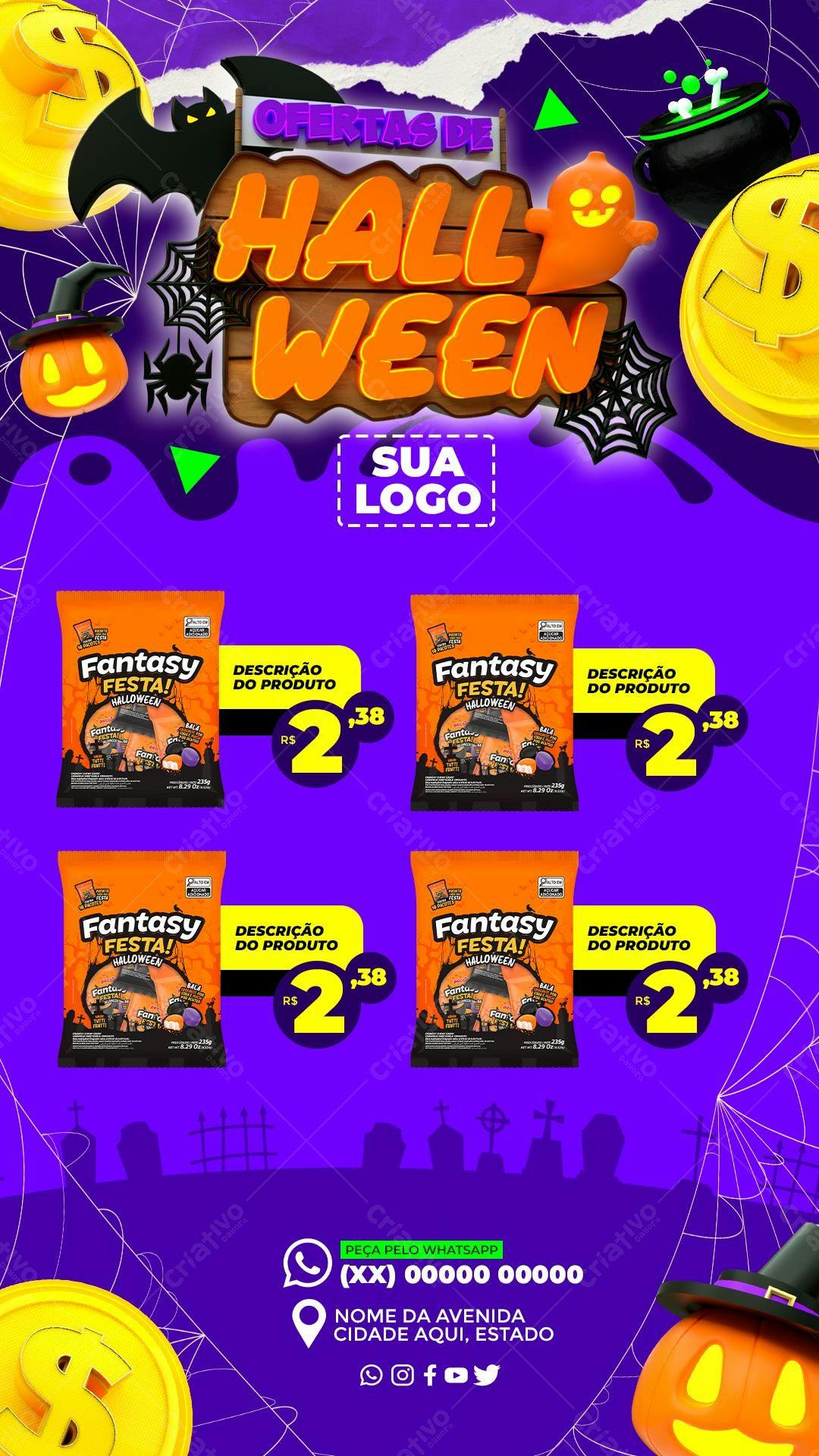 Flyer Halloween Ofertas de Doces PSD Editável