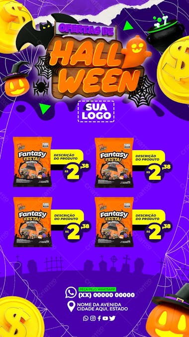 Social media ofertas de halloween story