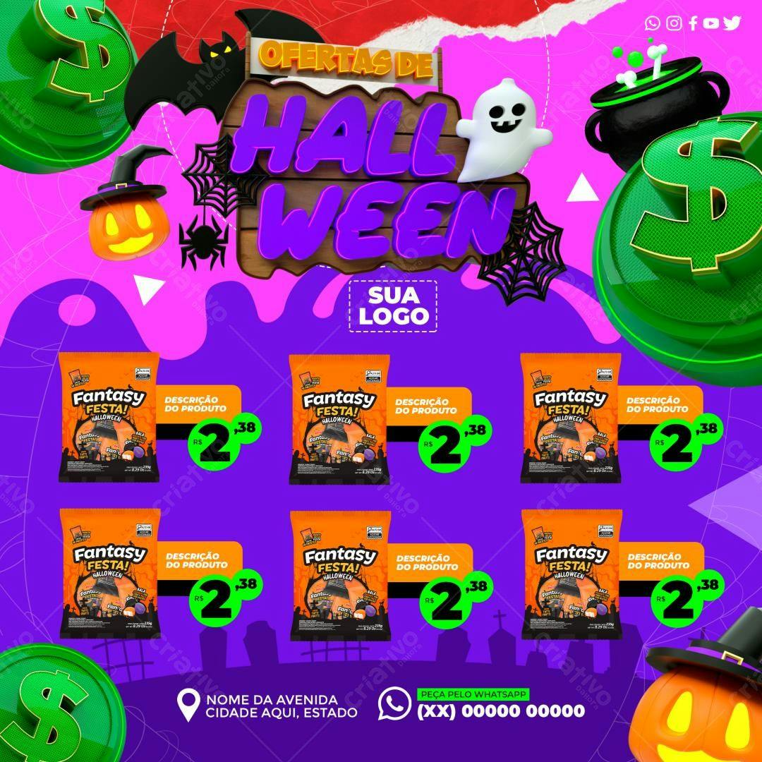 Flyer Halloween Ofertas de Doces PSD Editável
