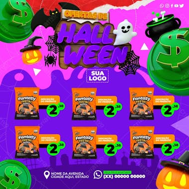 Social media ofertas de halloween psd