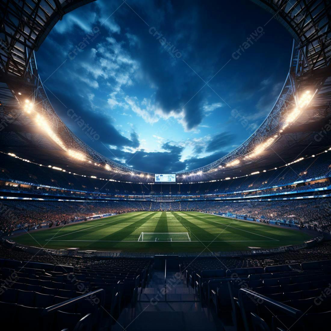 Estádio de futebol noturno lotado
