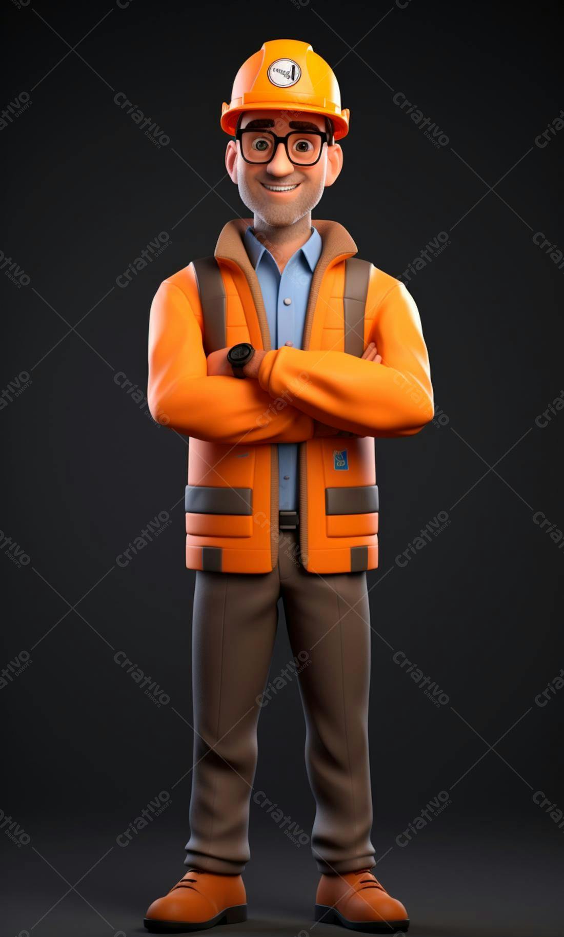 Engenheiro de desenho animado sorridente