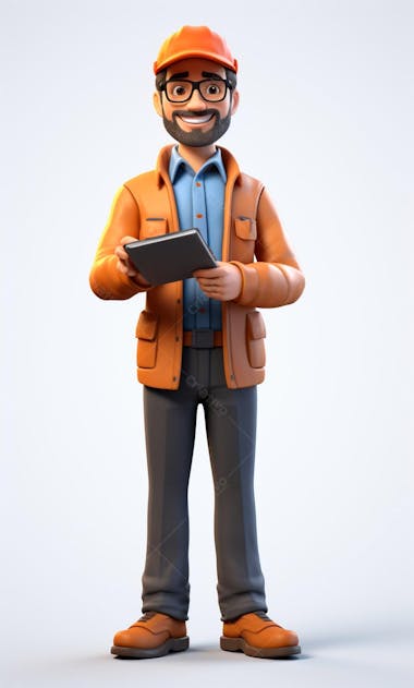 Modelo 3d de um personagem engenheiro