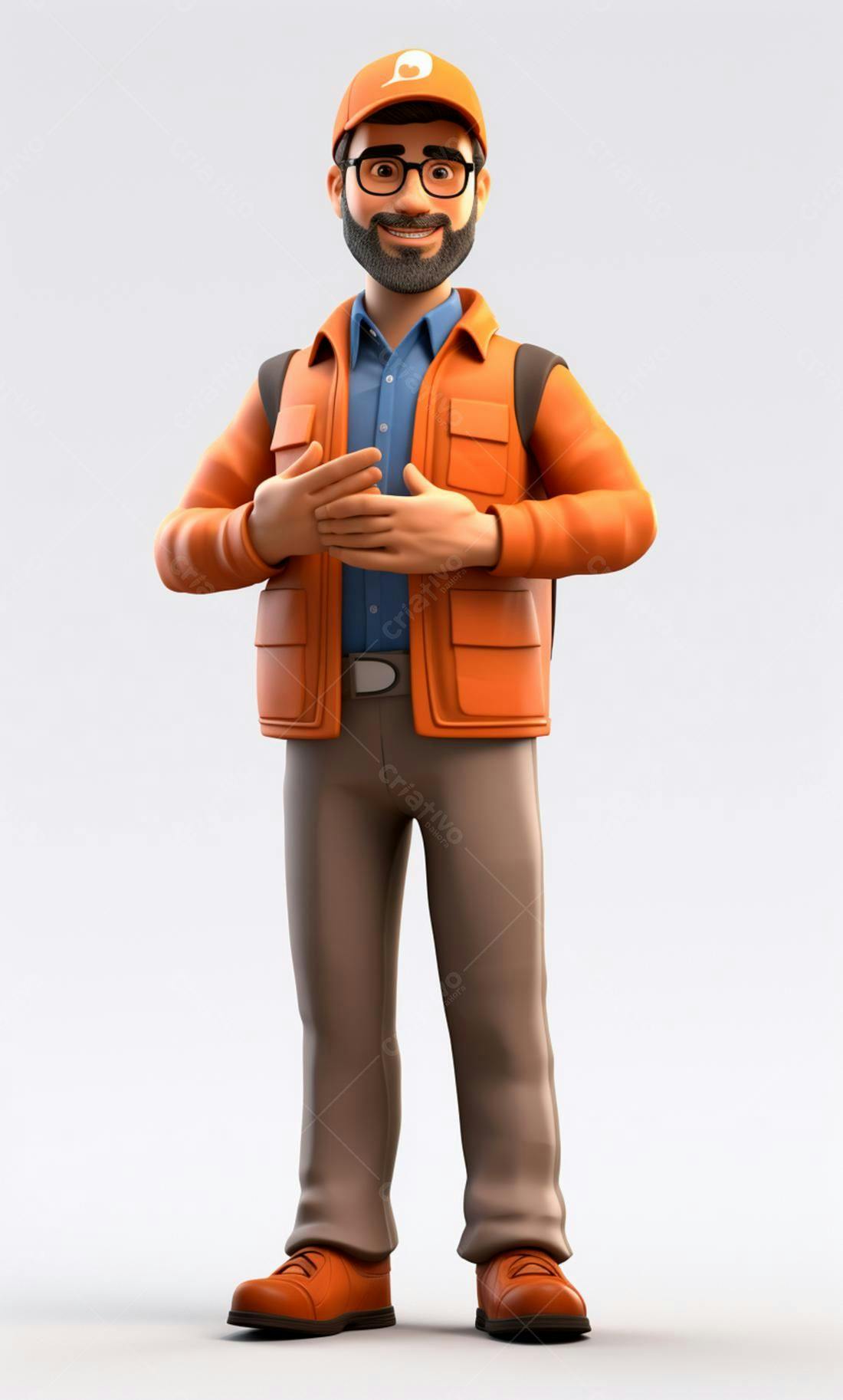 Entregador sorridente uniforme laranja