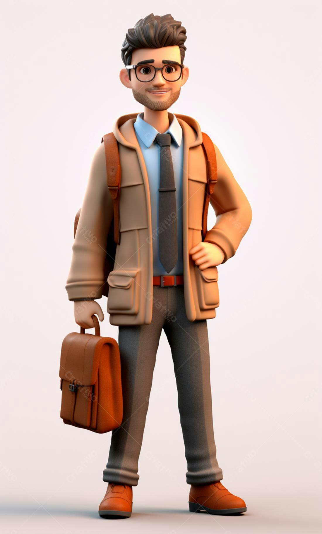Homem de negócios estilo cartoon com maleta