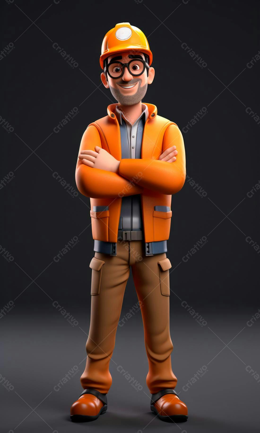 Engenheiro sorridente uniforme laranja