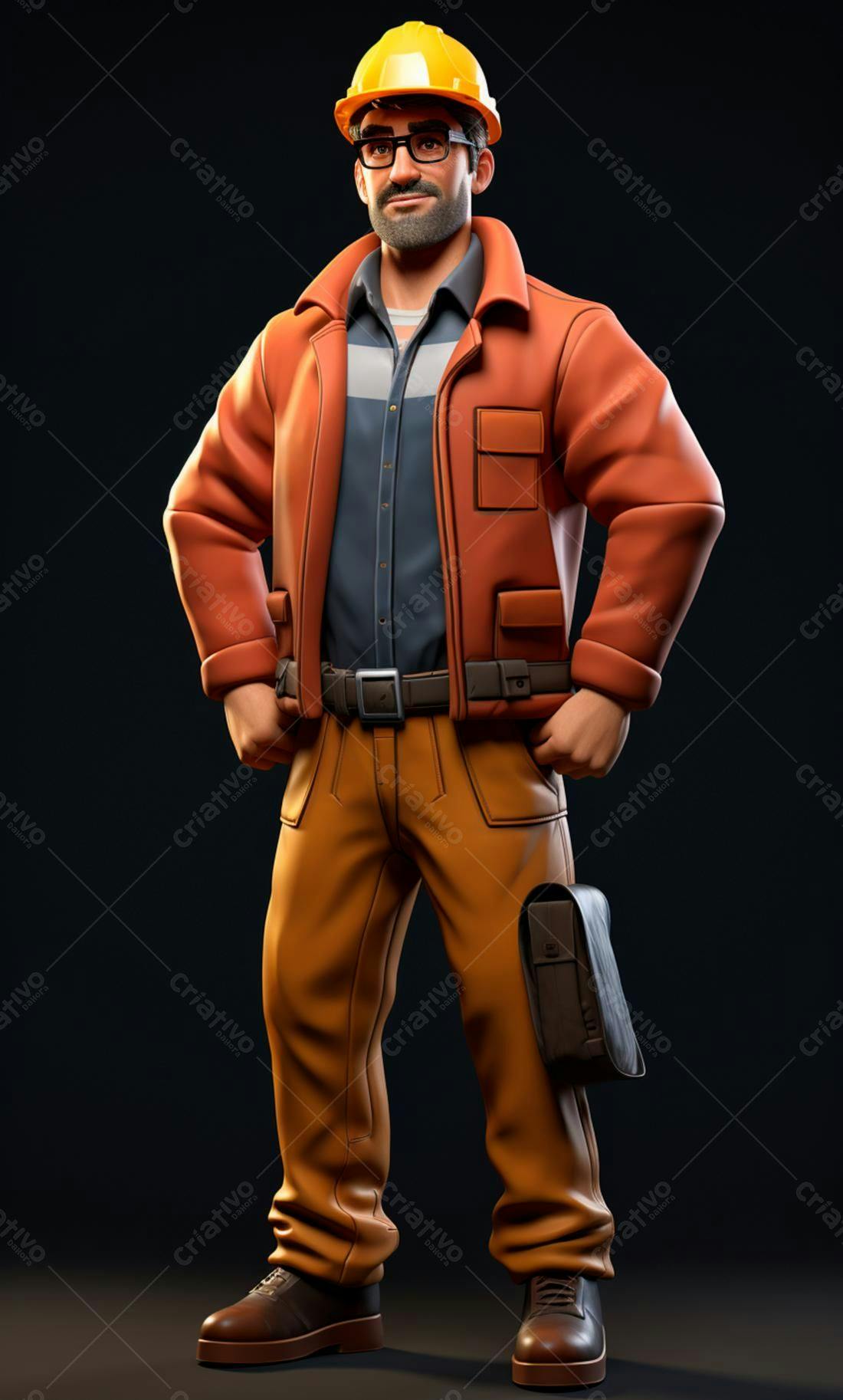 Engenheiro sorridente em uniforme laranja