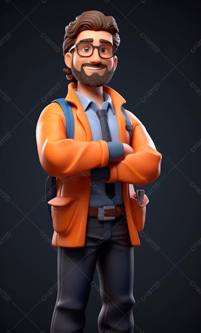 Modelo 3D De Um Personagem Engenheiro (121)