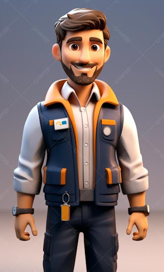 Modelo 3d de um personagem engenheiro