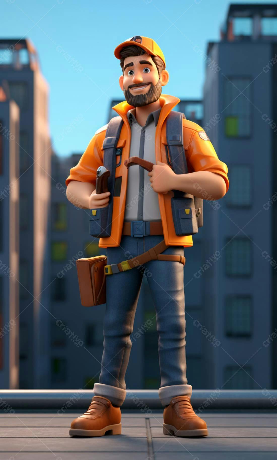 Técnico sorridente em ambiente urbano