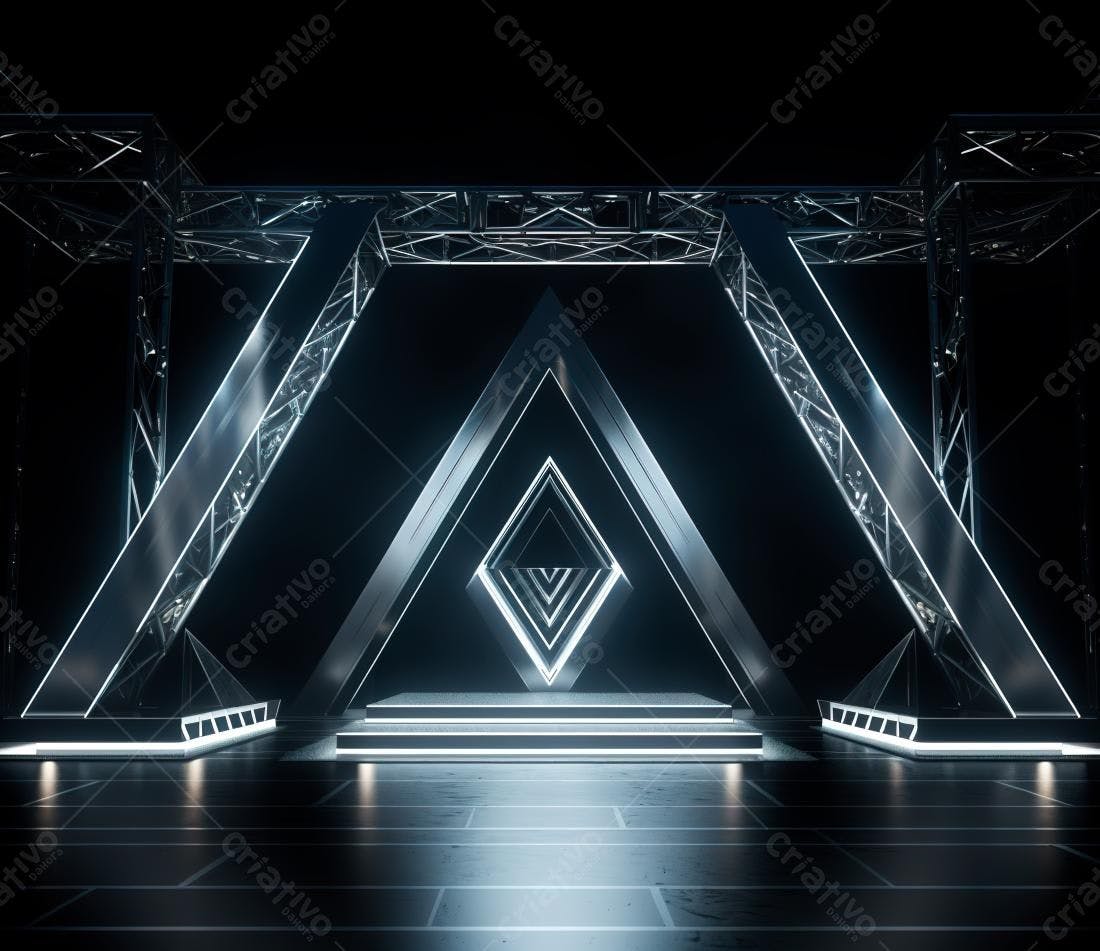 Palco futurista com iluminação neon