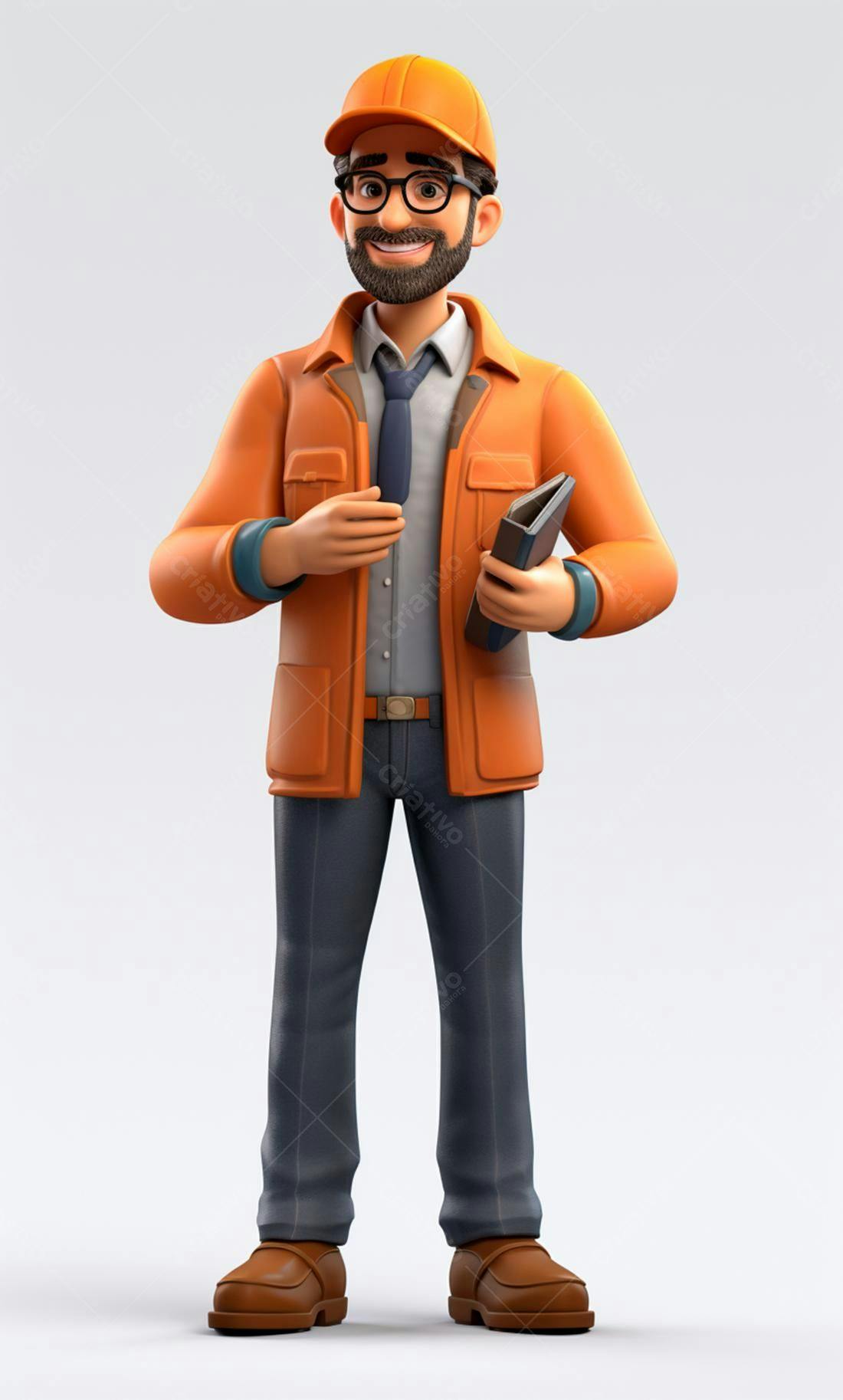 Engenheiro sorridente com uniforme laranja