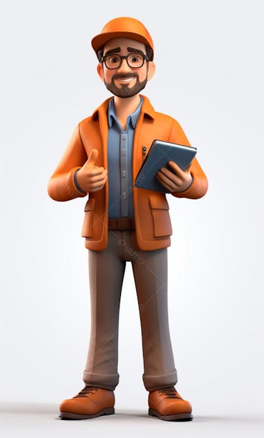 Modelo 3d de um personagem engenheiro