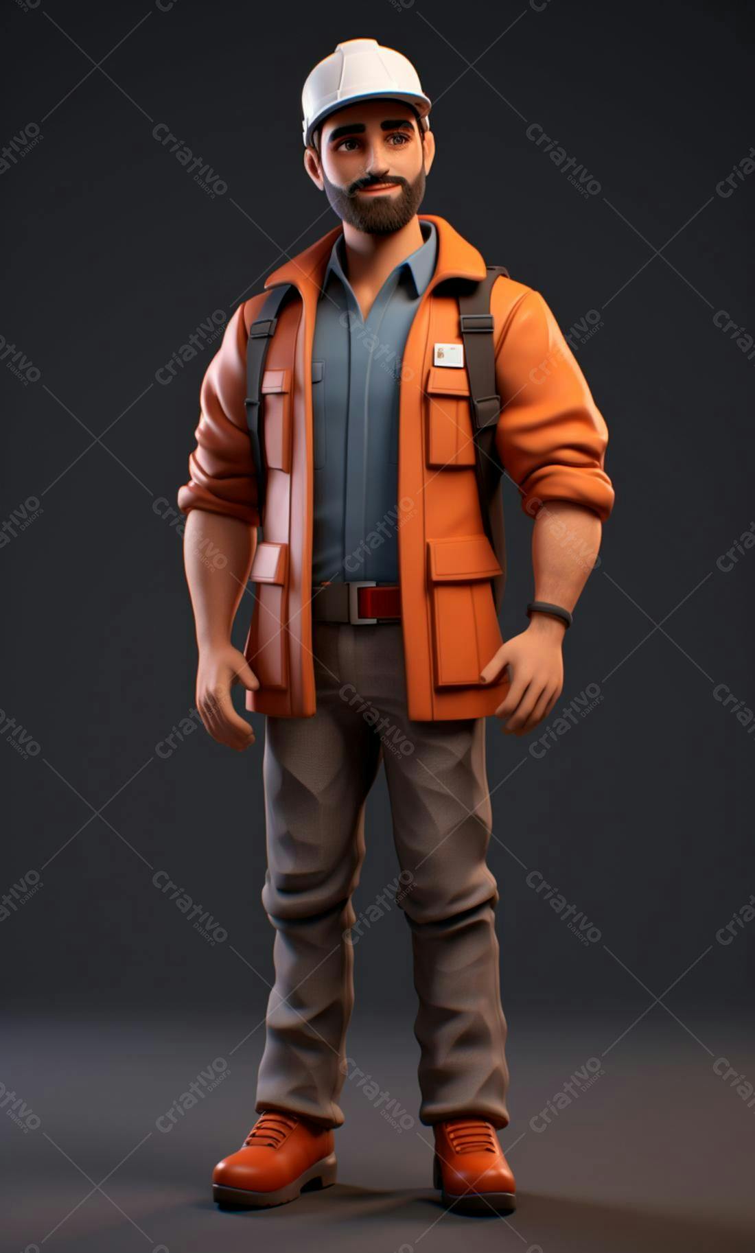 Engenheiro árabe usando uniforme laranja