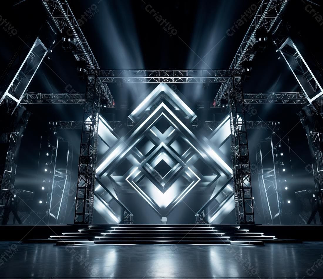 Palco moderno com estrutura metálica e iluminação