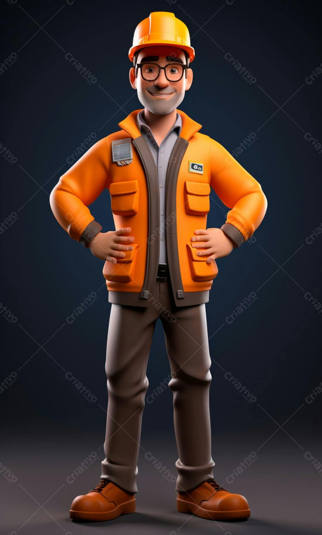 Engenheiro de desenho animado sorridente