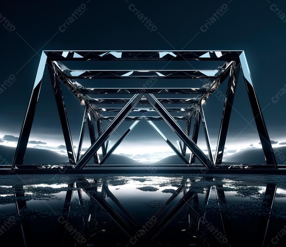 Estrutura metálica triangular reflexiva