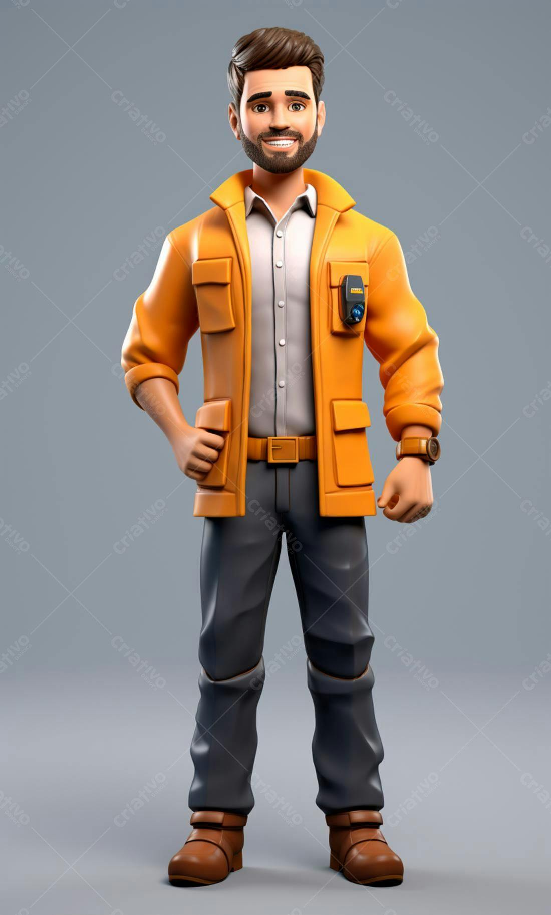 Técnico sorridente em uniforme laranja