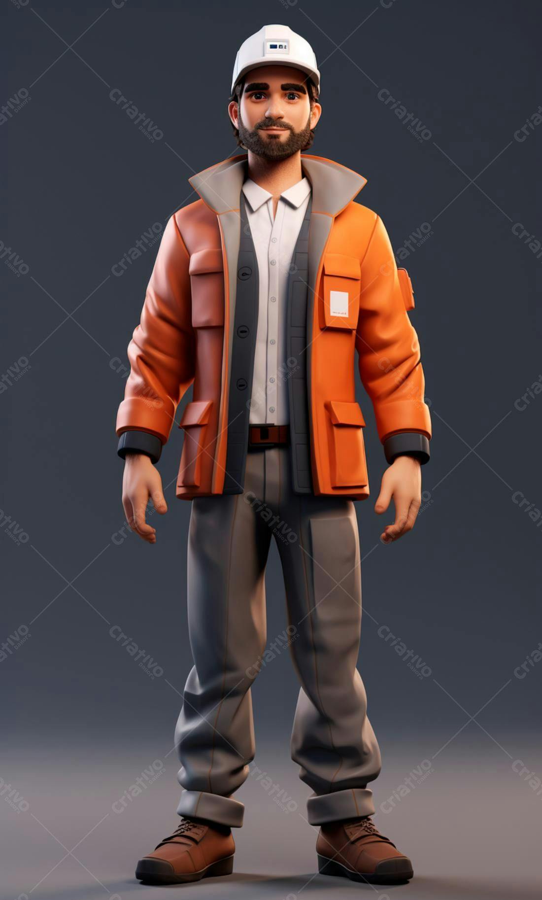 Engenheiro 3D uniforme laranja