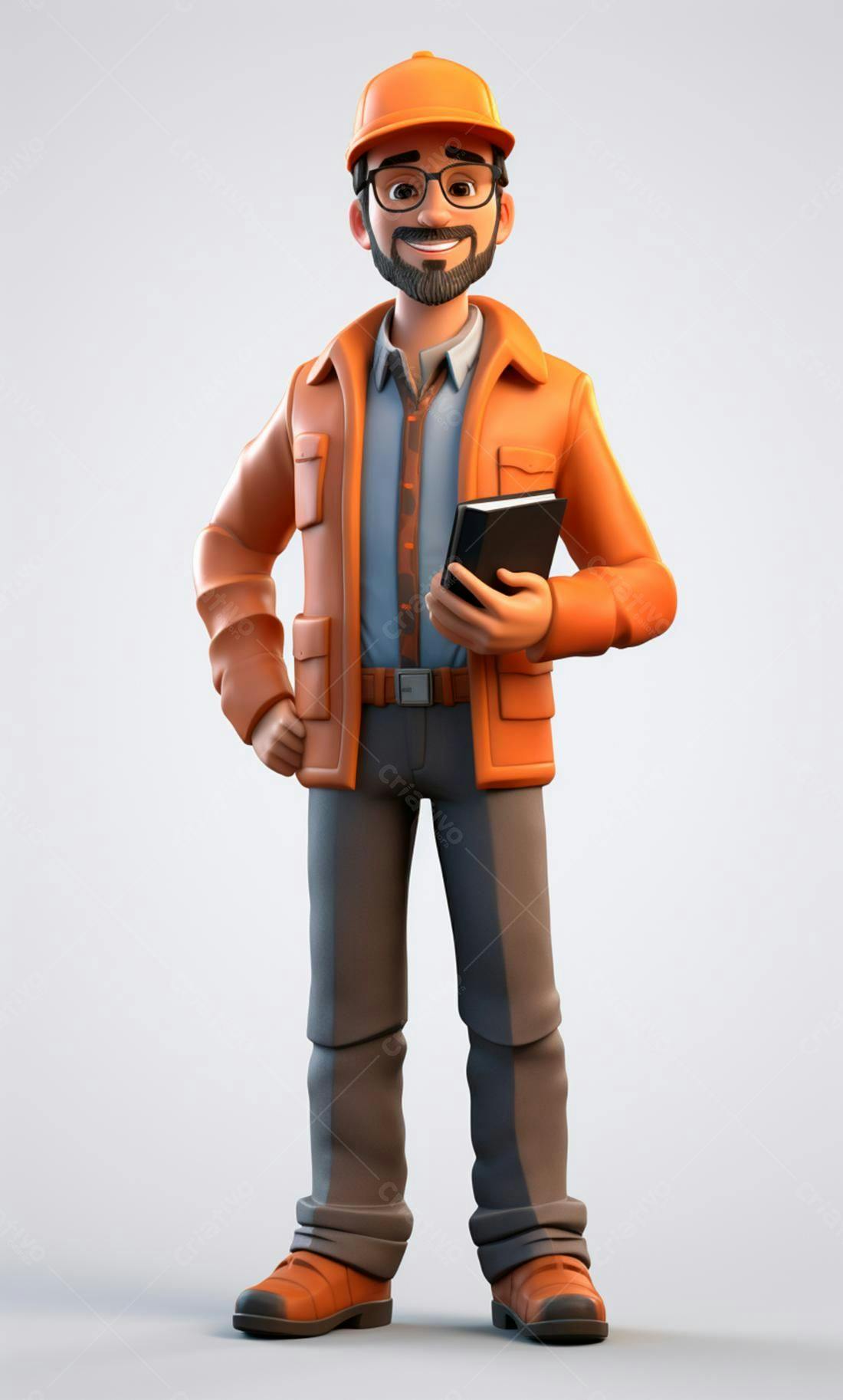 Técnico sorridente com uniforme laranja