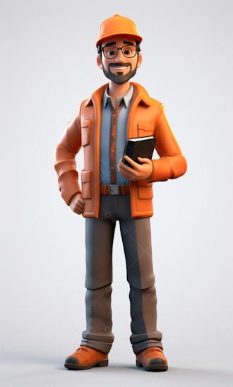 Modelo 3d de um personagem engenheiro