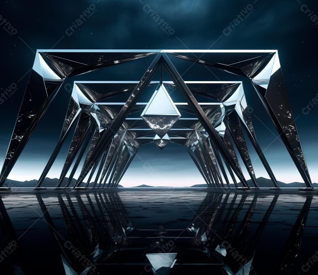 Estrutura metálica futurista noturna