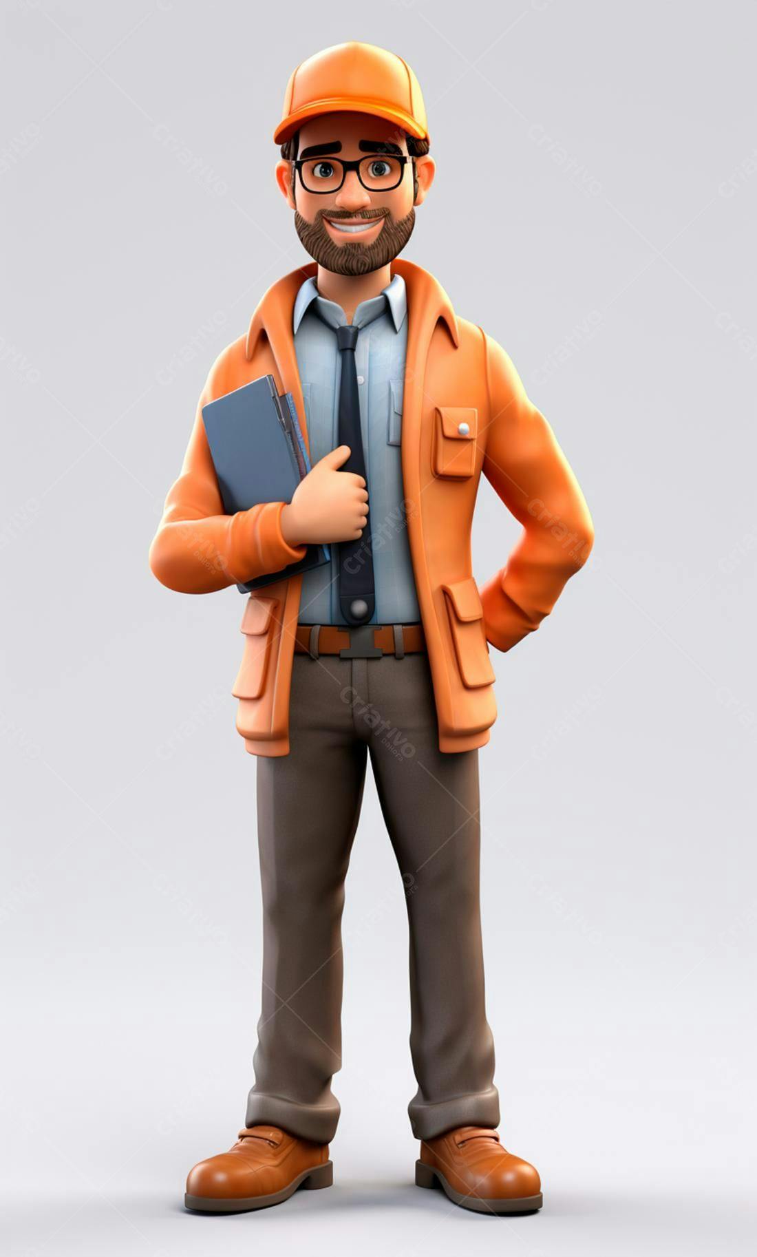 Técnico sorridente com uniforme laranja