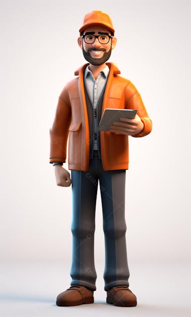 Modelo 3d de um personagem engenheiro