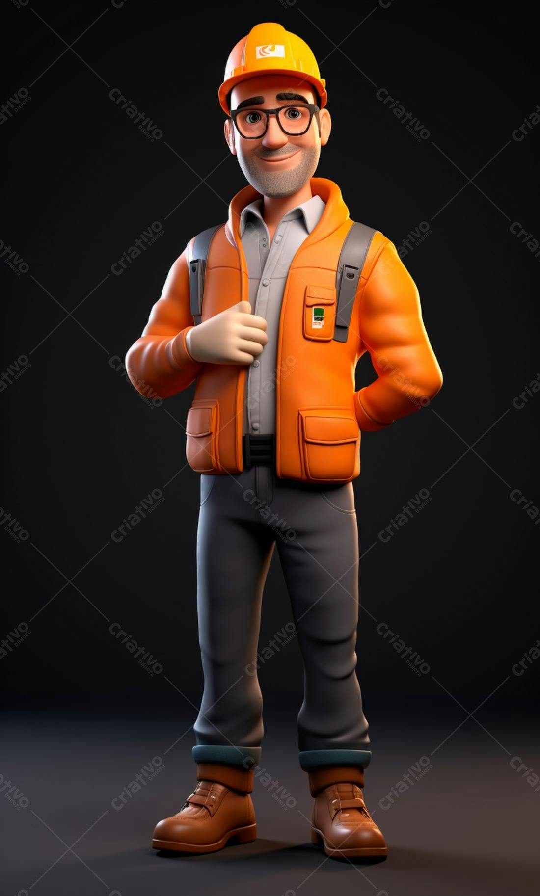 Engenheiro sorridente usando uniforme laranja