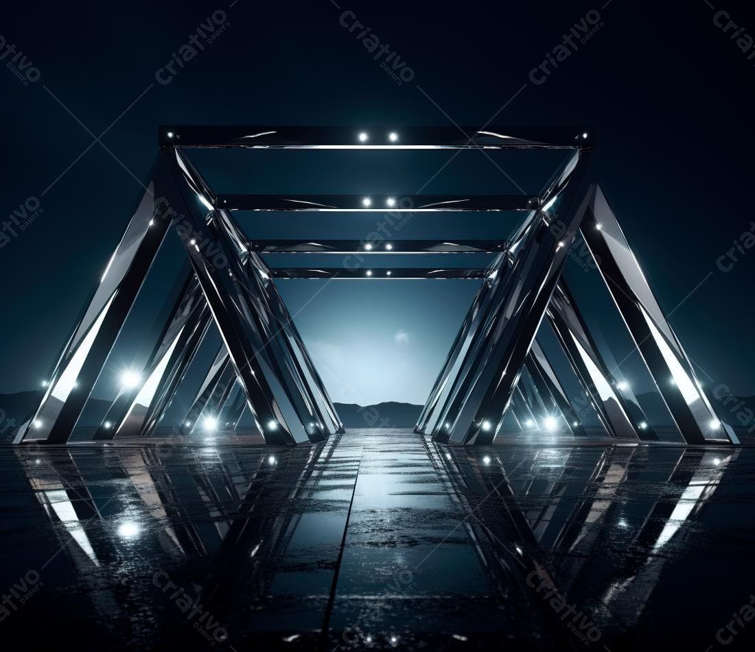 Estrutura metálica futurista noturna