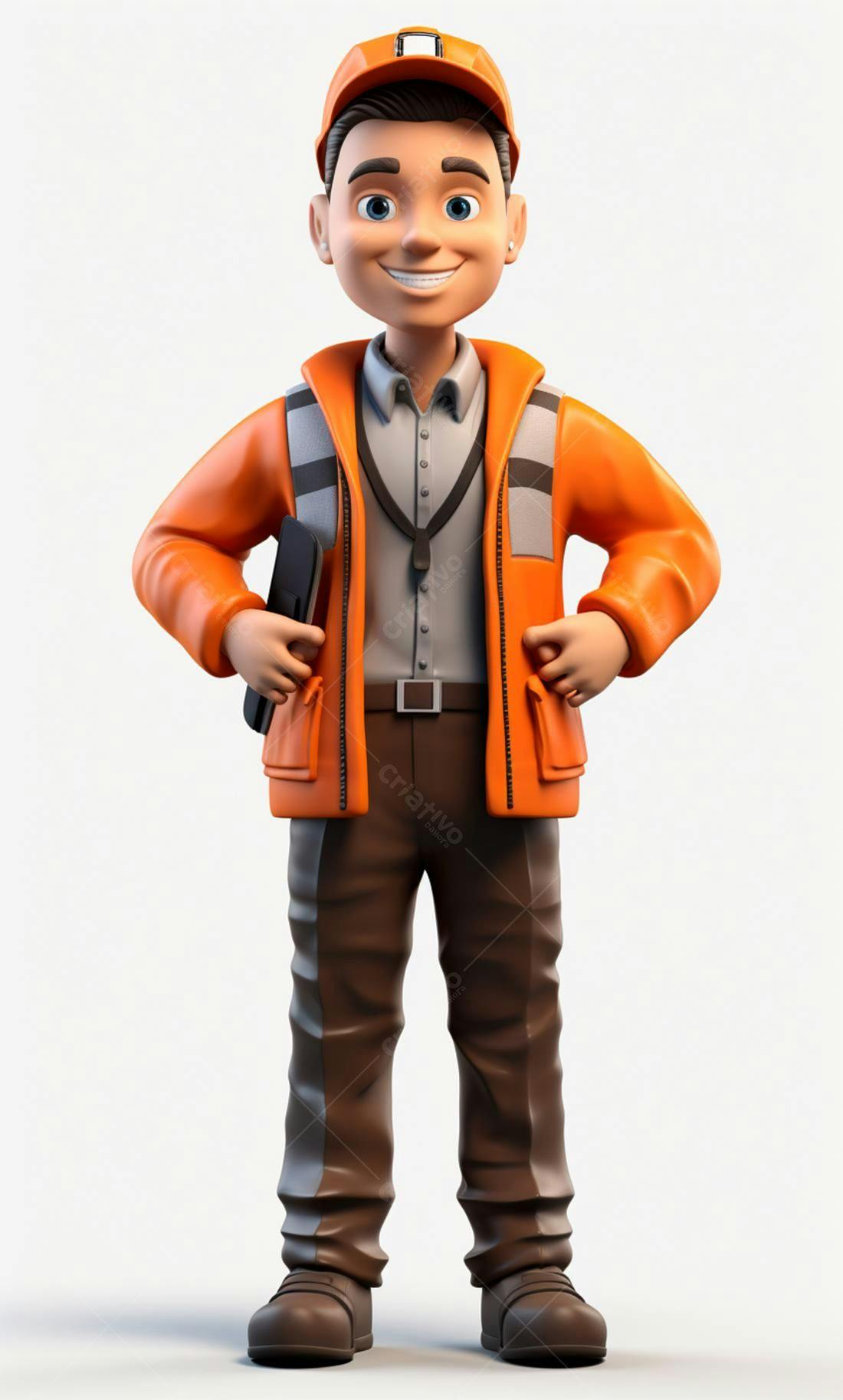 Entregador sorrindo uniforme laranja