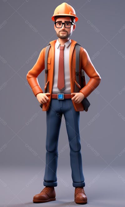 Modelo 3D De Um Personagem Engenheiro (170)