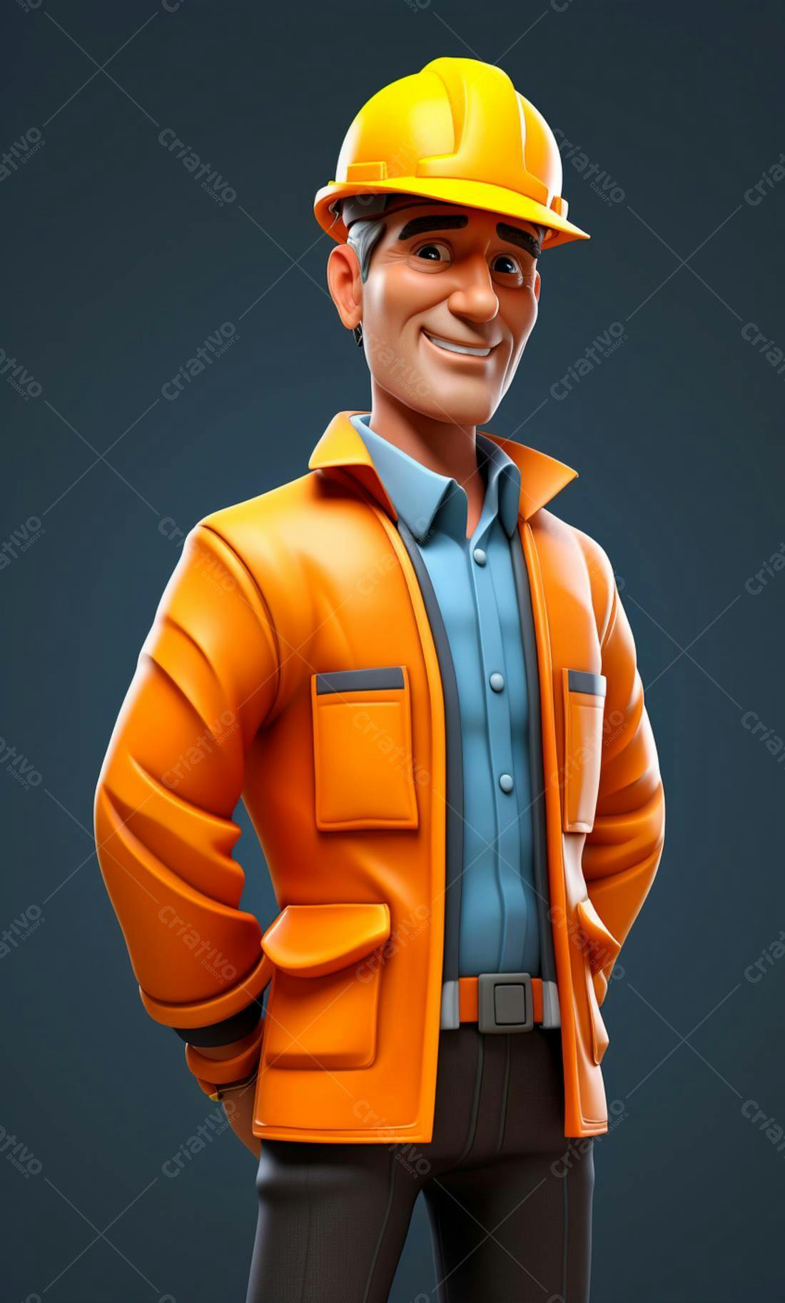 Engenheiro sorridente com uniforme laranja