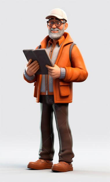 Modelo 3d de um personagem engenheiro