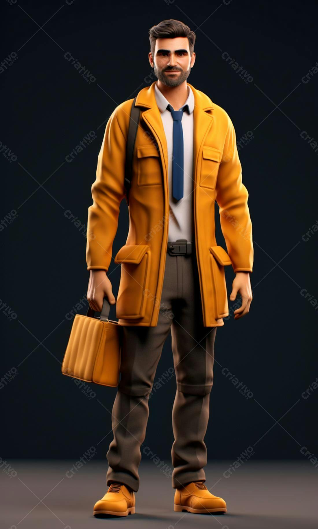 Homem sorridente em casaco amarelo