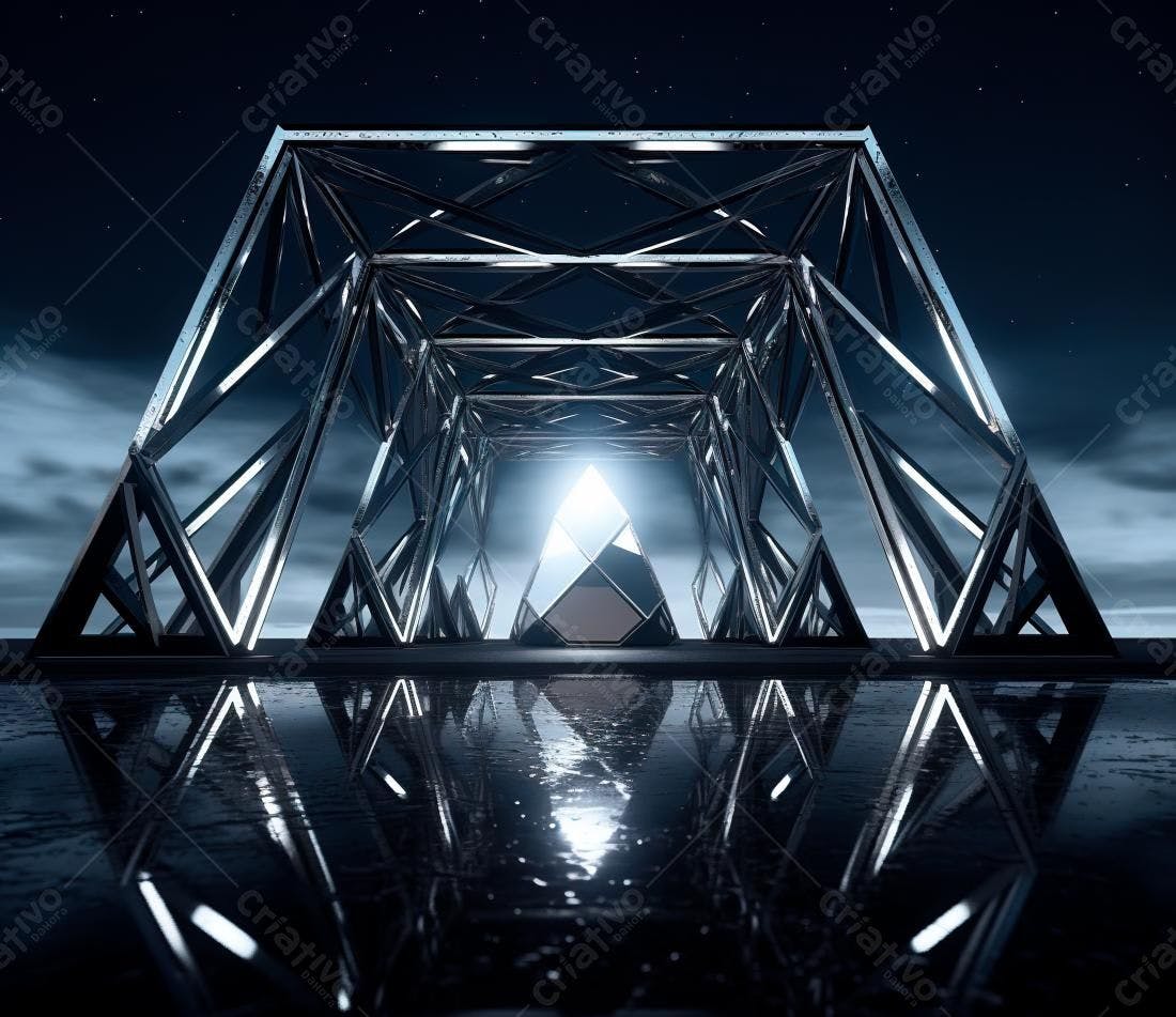 Estrutura metálica futurista noturna