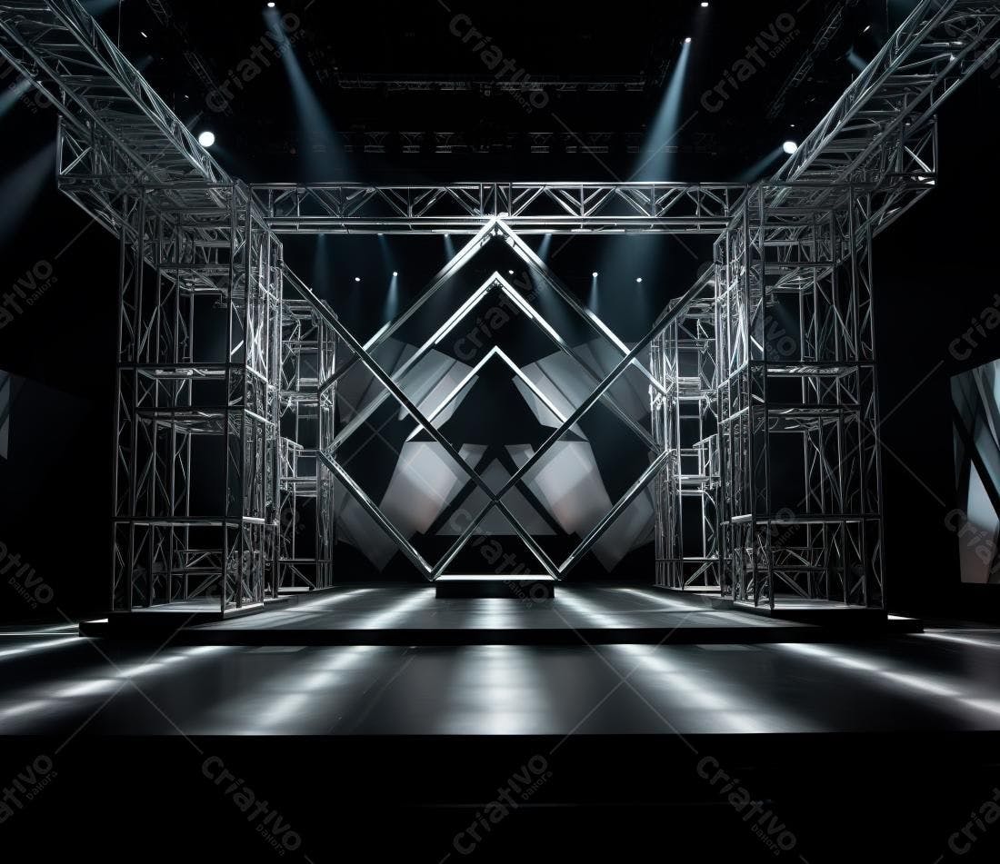 Palco metálico moderno com iluminação dramática