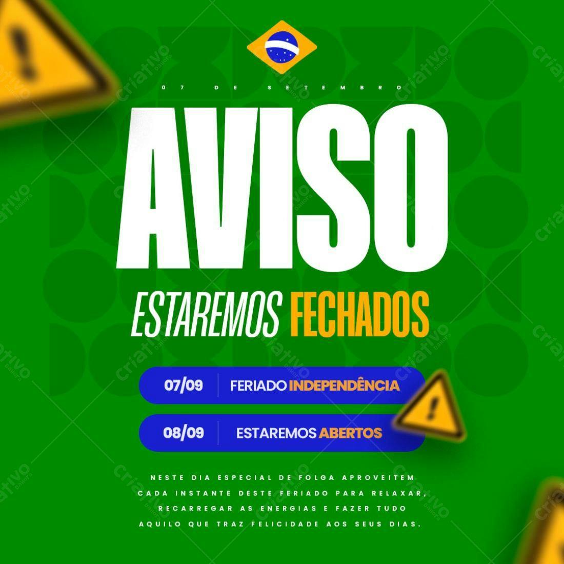 Postagem Feriado 7 de Setembro PSD Editável