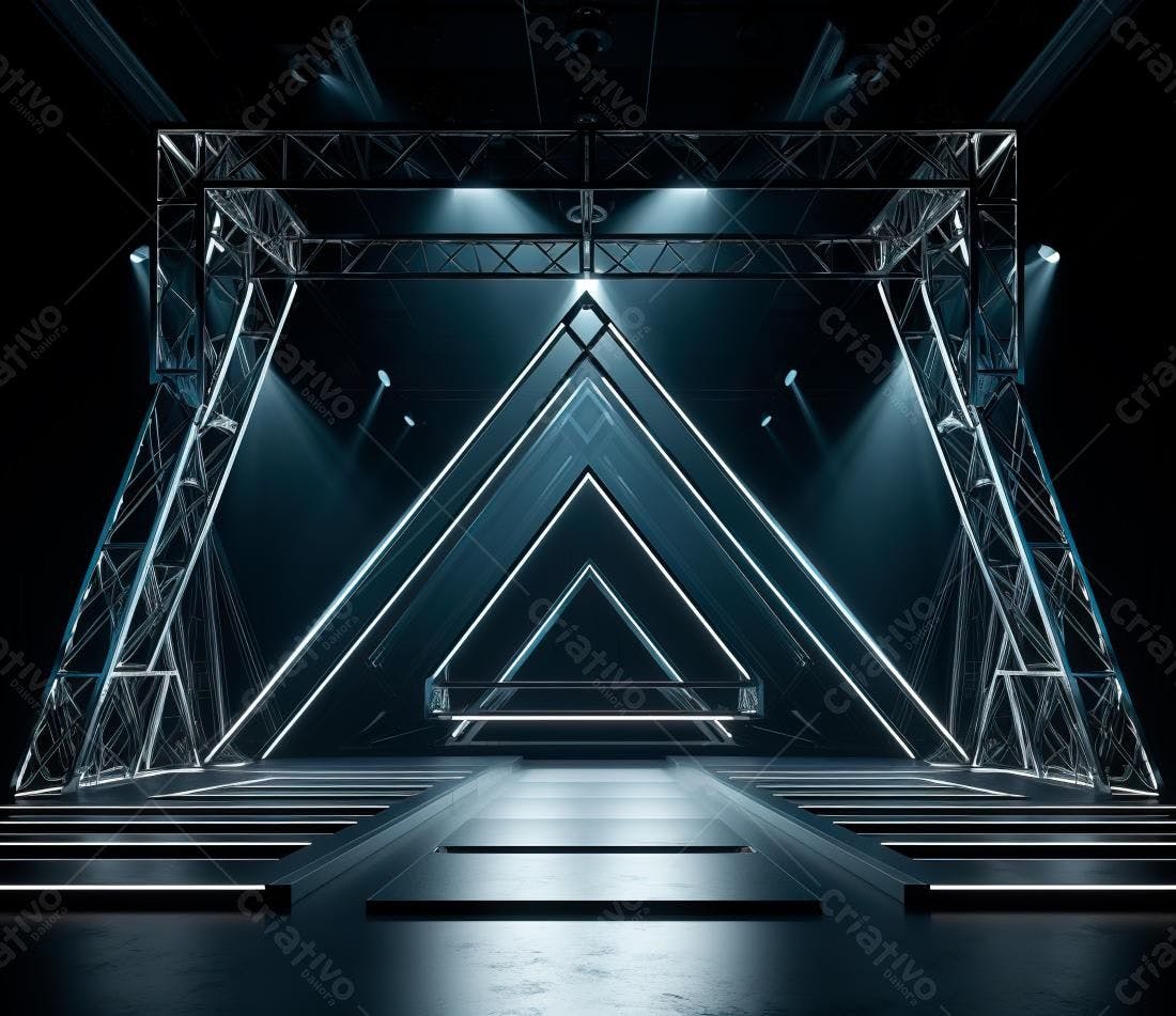 Palco futurista com iluminação azul