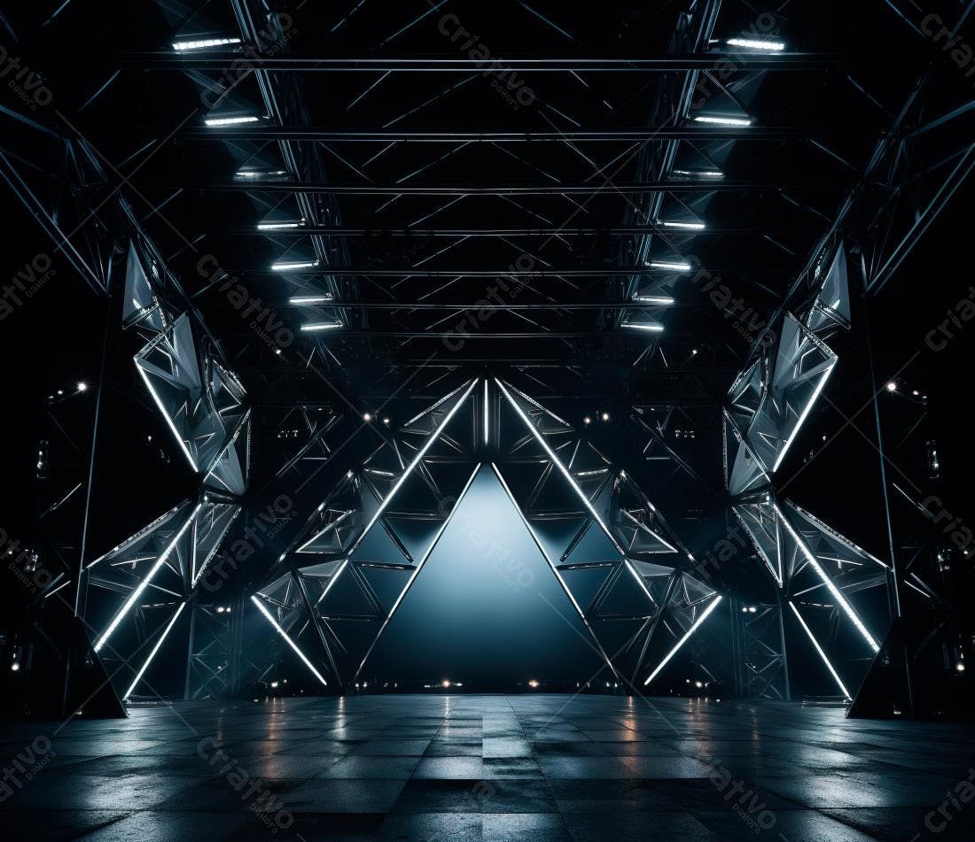 Palco futurista com iluminação neon