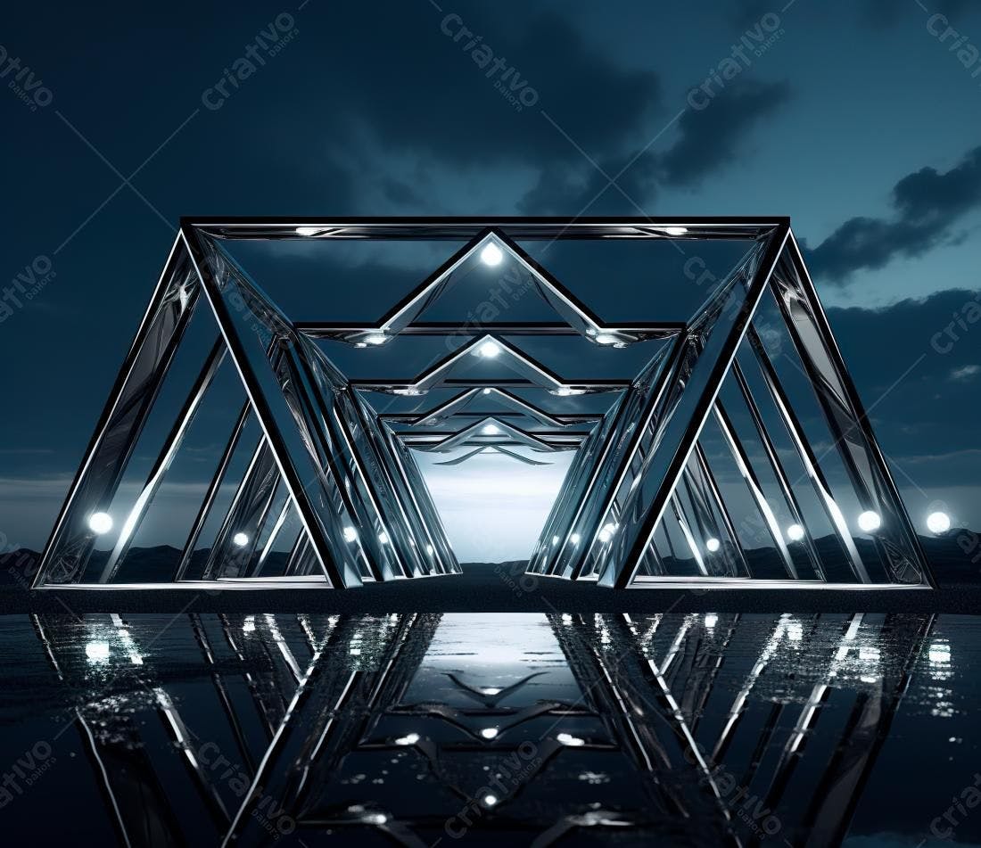 Estrutura metálica futurista noturna