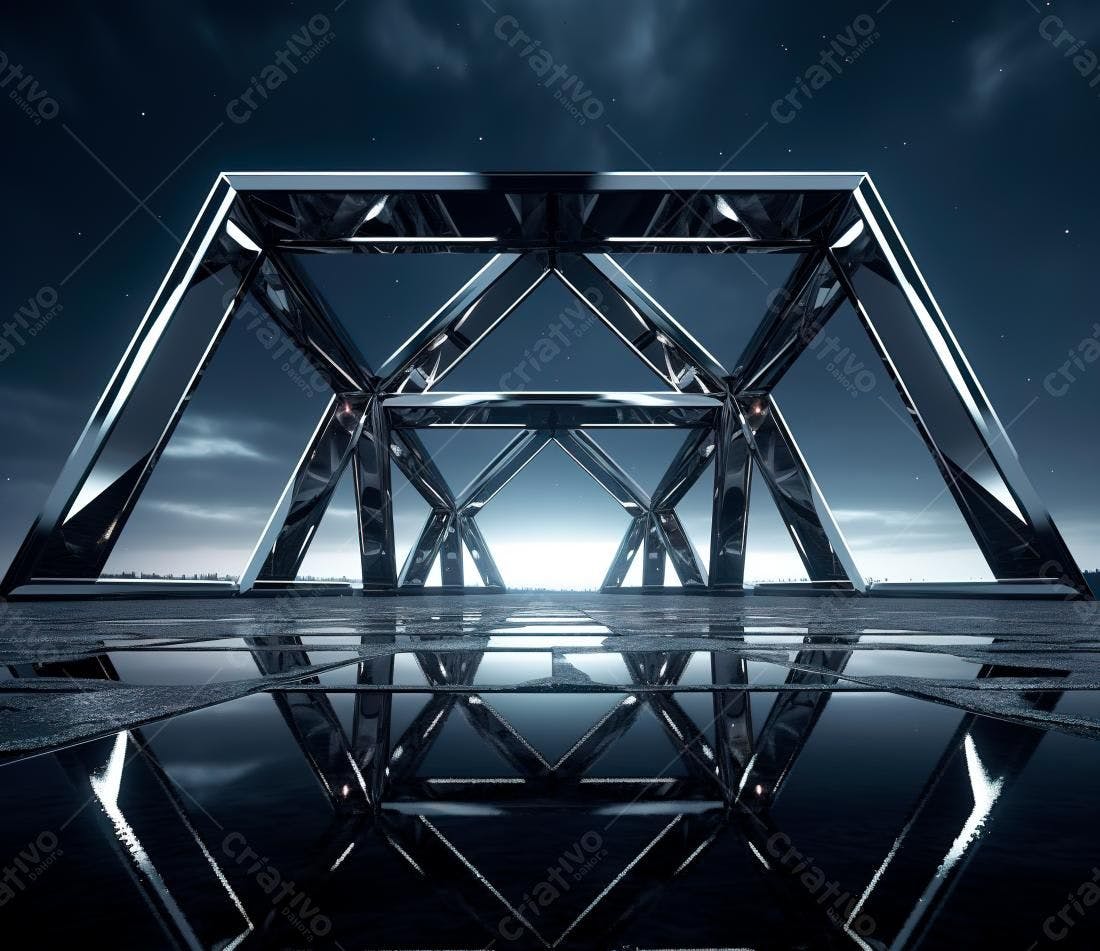 Estrutura metálica futurista noturna