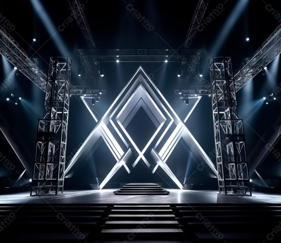 Palco iluminado com estrutura metálica moderna