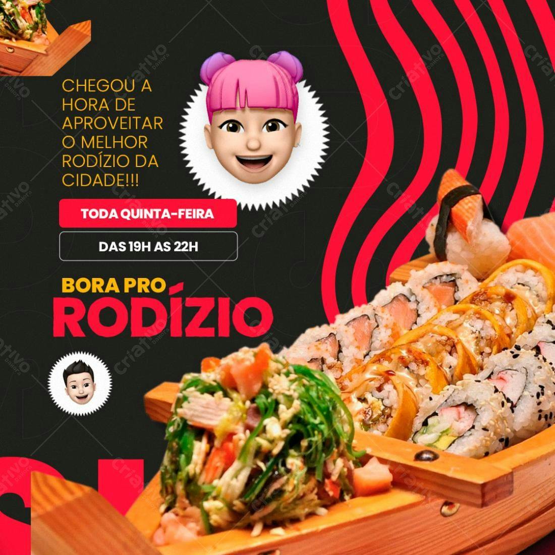 Flyer para Rodízio de Sushi PSD Editável