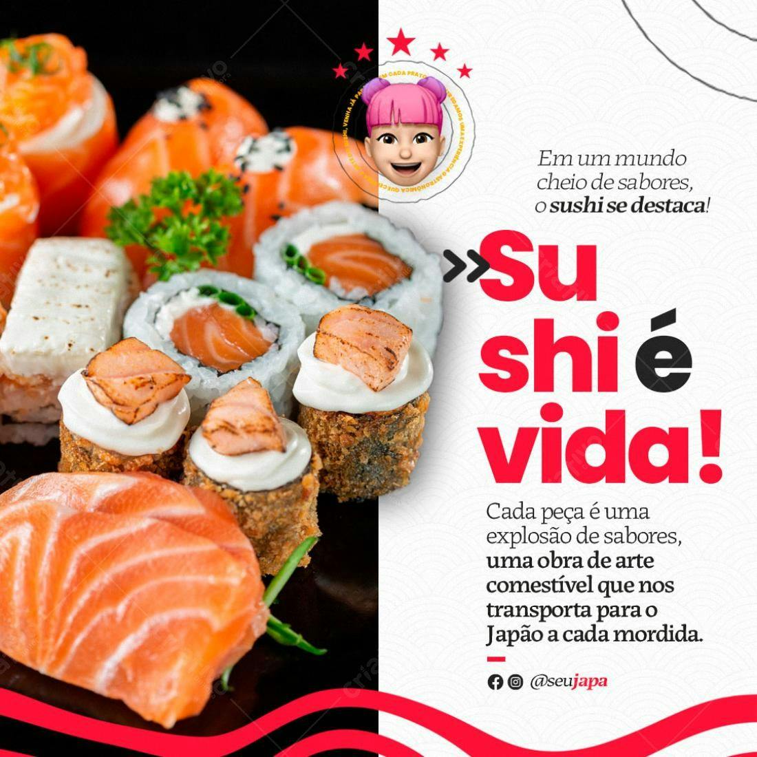 Post para Redes Sociais de Sushi PSD Editável